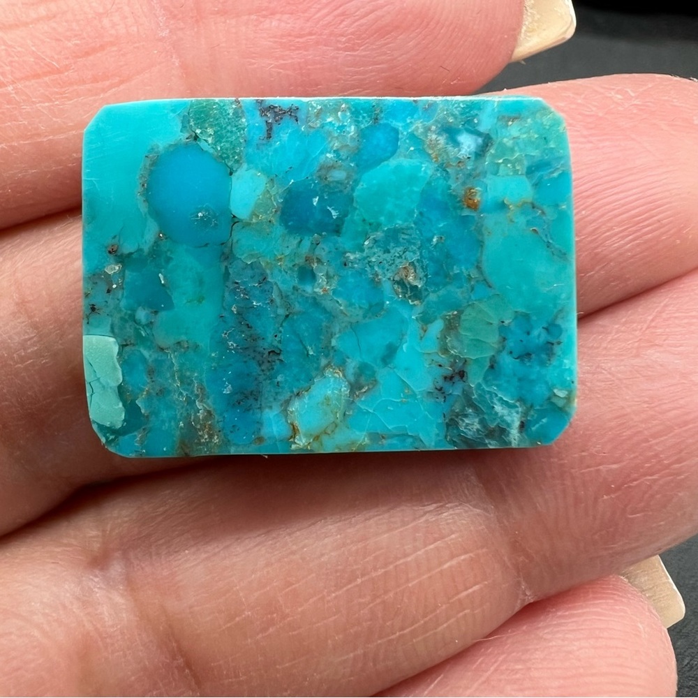 Composite Turquoise Rectangular Cabochon Blue Mos… - image 1
